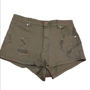 Brand new High waisted denim green shorts
